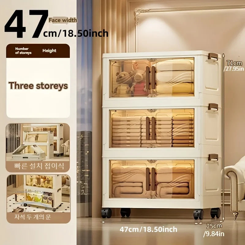 Foldable Storage Box with Clear Door - Spacious, Durable, and Easy-To-Assemble - Ideal for Organizing Clothes, Books, Toys, And