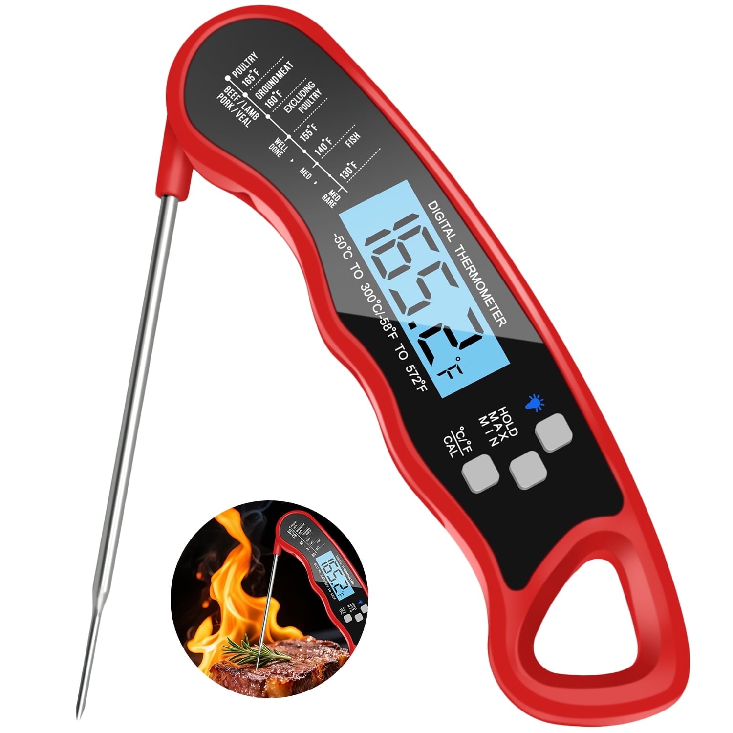 Alpha Grillers Meat Thermometer Digital - Instant Read Food Thermometer for Cooking Grilling Air Fryer Griddle Probe Kitchen Gadgets Essentials BBQ Accessories Grill Gifts for Men Him Dad Fathers Day