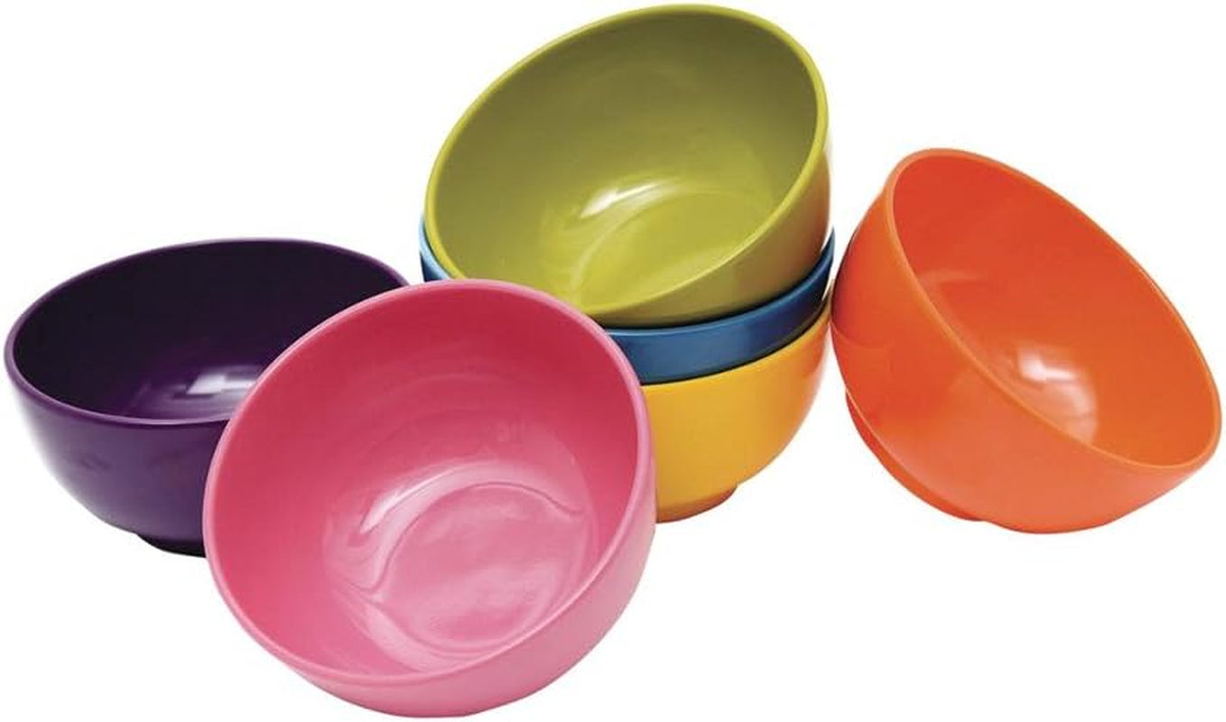 Melamine Mini Bowls, 6-Piece Set, Small Serving Bowl – Snack, Condiment, Dip, Dessert, Ice Cream – Shatter Proof, Food-Safe, BPA Free, Dishwasher Safe, 4” 10 Oz - Multicolor