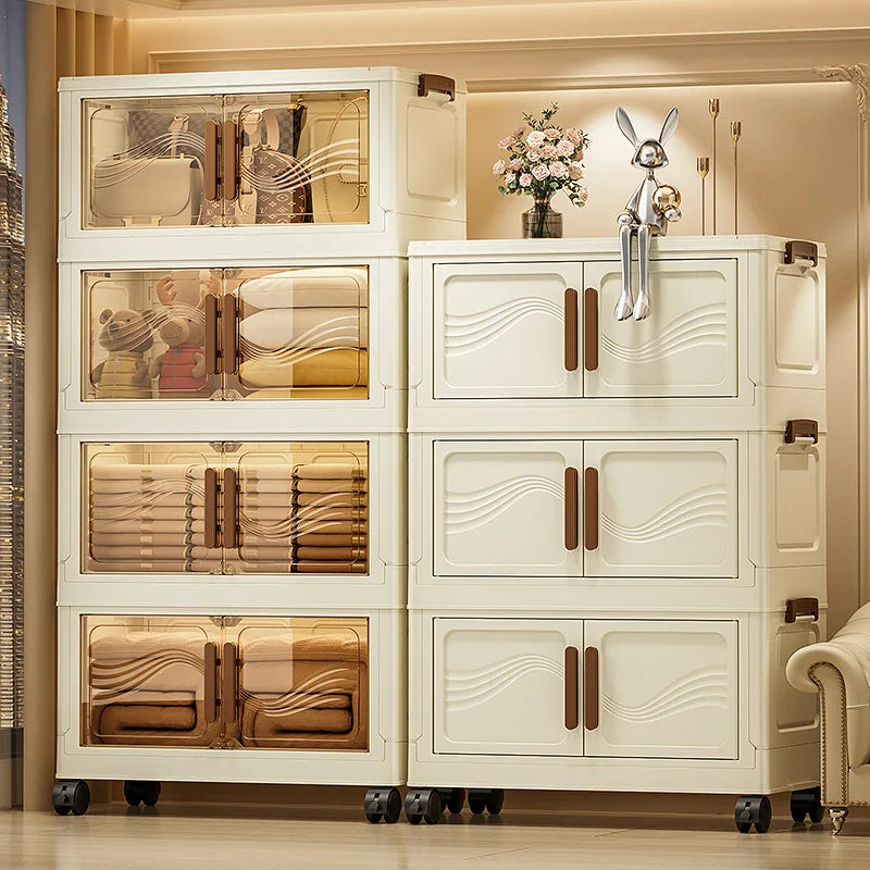 Foldable Storage Box with Clear Door - Spacious, Durable, and Easy-To-Assemble - Ideal for Organizing Clothes, Books, Toys, And