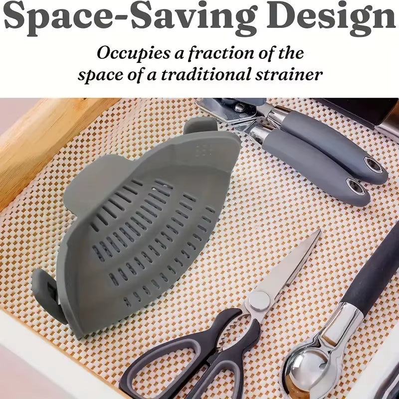 Universal Silicone Clip on Pan Pot Strainer anti Spill Pasta Pot Strainer Food Grade Fruit Colander for Pasta Fruit Vegetable