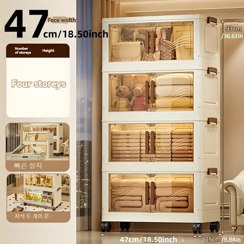 Foldable Storage Box with Clear Door - Spacious, Durable, and Easy-To-Assemble - Ideal for Organizing Clothes, Books, Toys, And