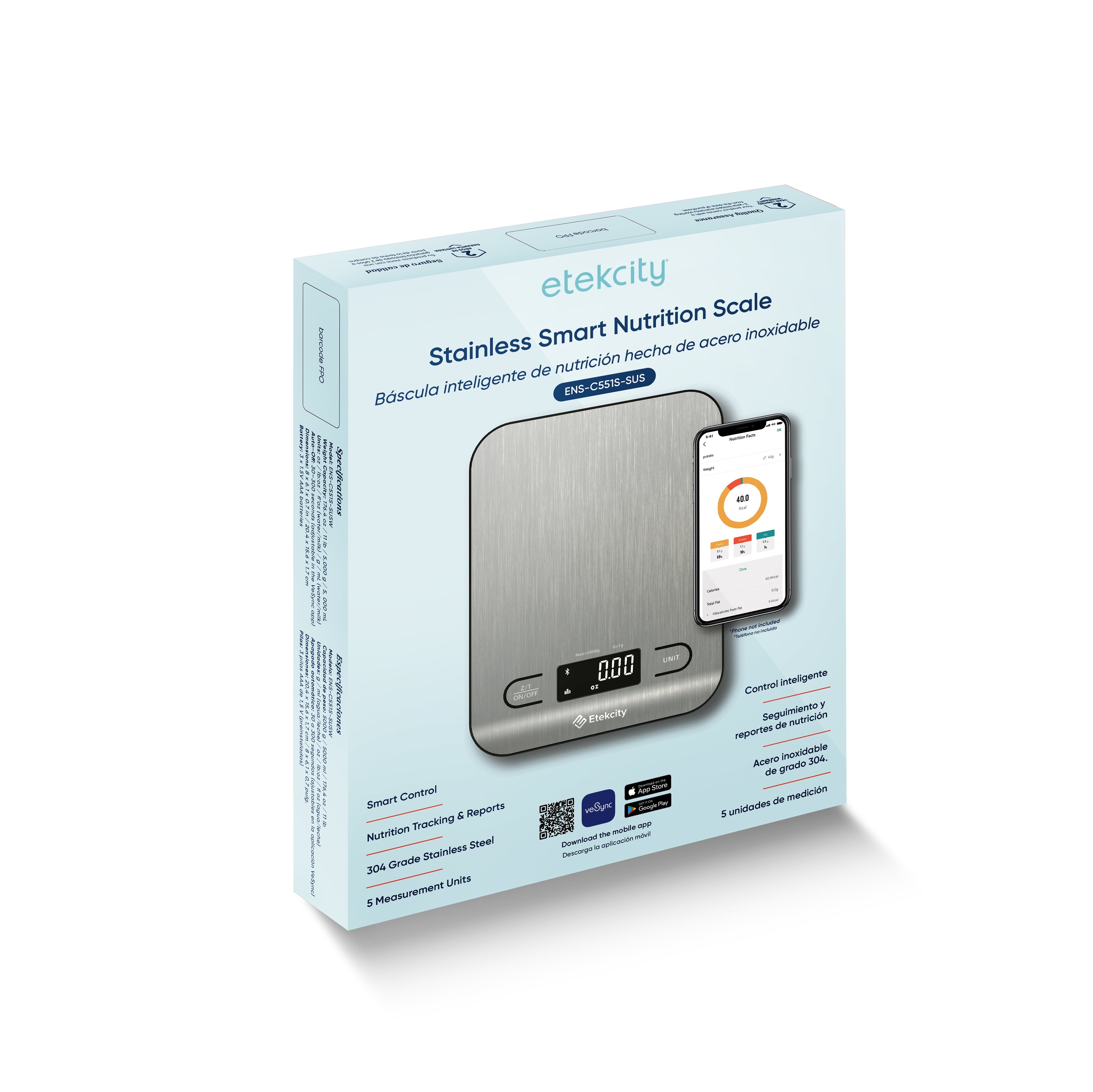 Etekcity Choice Smart Nutrition Scale Accurate Sensors Large Digital Display Kitchen Scale