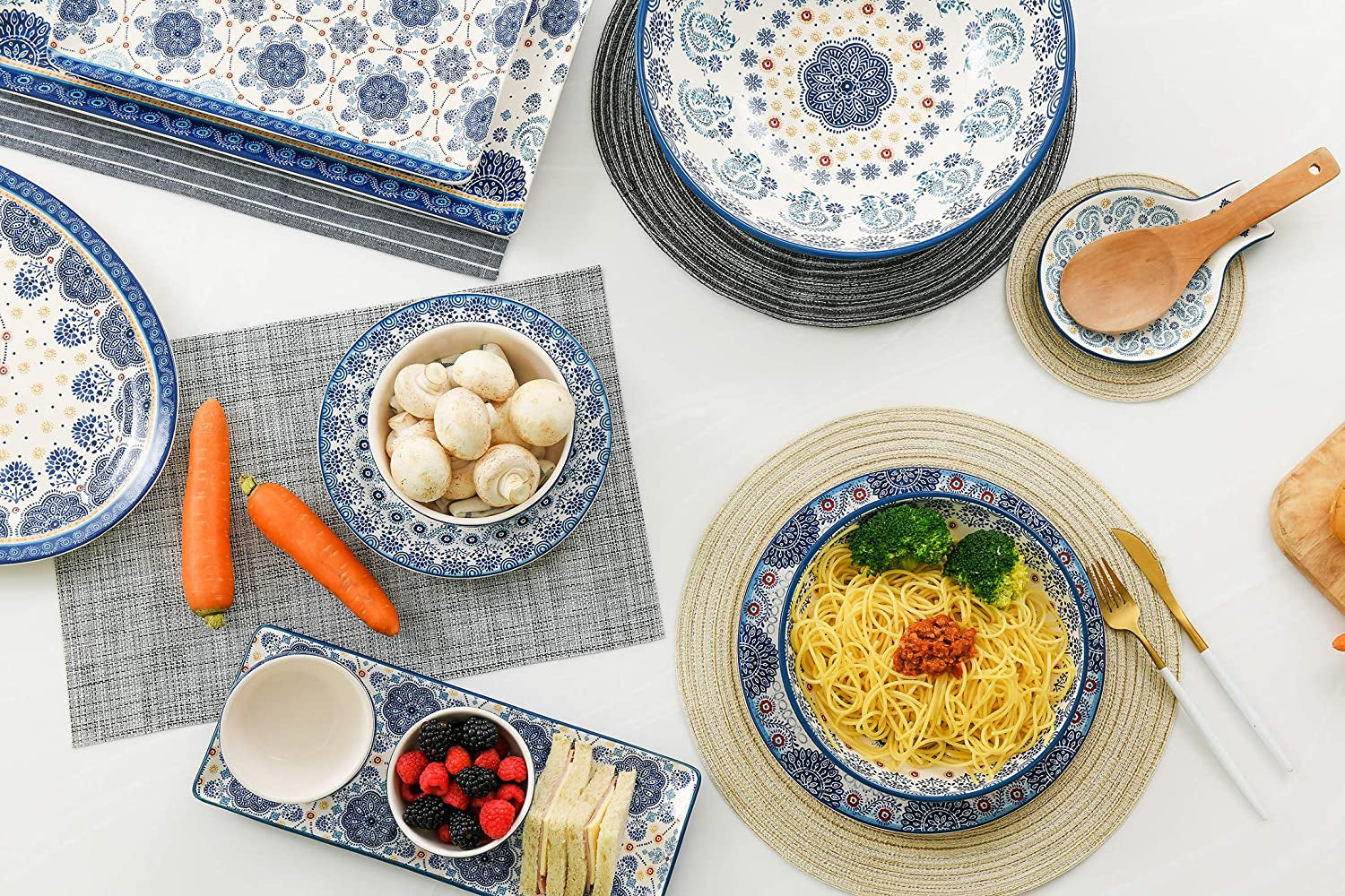 Blue Talavera Salad Plates Set of 4, 8.75 Inch Ceramic Dessert Plates for Salad, Appetizer, Side Dishes, Microwave and Dishwasher Safe, Gift for Housewarming and Thanksgiving