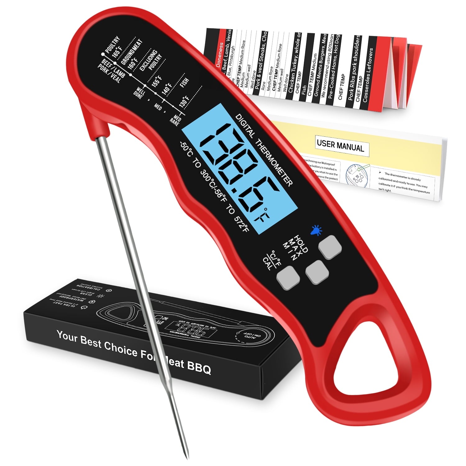Alpha Grillers Meat Thermometer Digital - Instant Read Food Thermometer for Cooking Grilling Air Fryer Griddle Probe Kitchen Gadgets Essentials BBQ Accessories Grill Gifts for Men Him Dad Fathers Day
