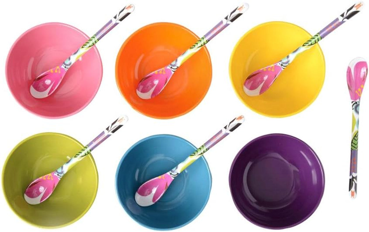 Melamine Mini Bowls, 6-Piece Set, Small Serving Bowl – Snack, Condiment, Dip, Dessert, Ice Cream – Shatter Proof, Food-Safe, BPA Free, Dishwasher Safe, 4” 10 Oz - Multicolor