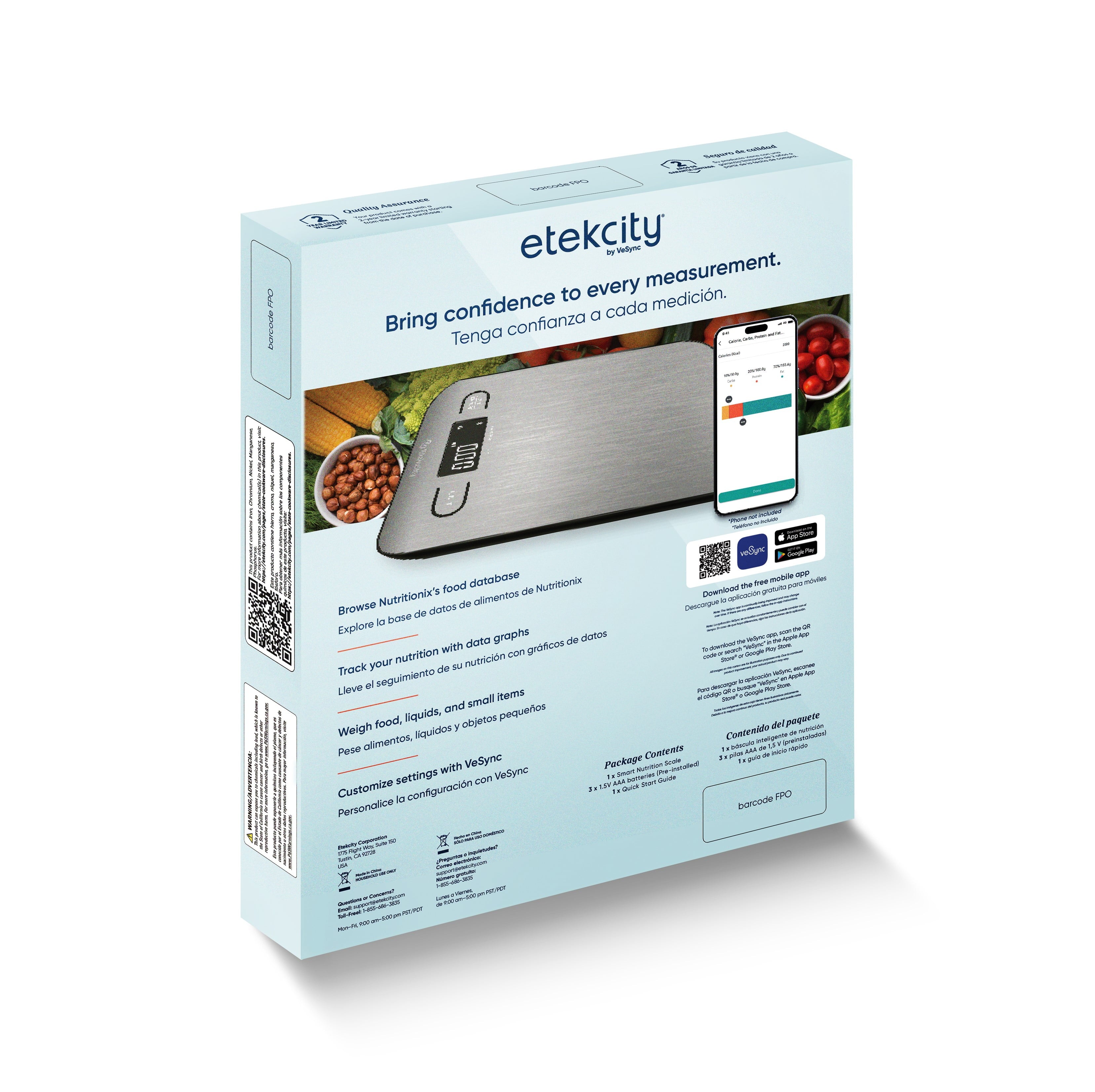 Etekcity Choice Smart Nutrition Scale Accurate Sensors Large Digital Display Kitchen Scale