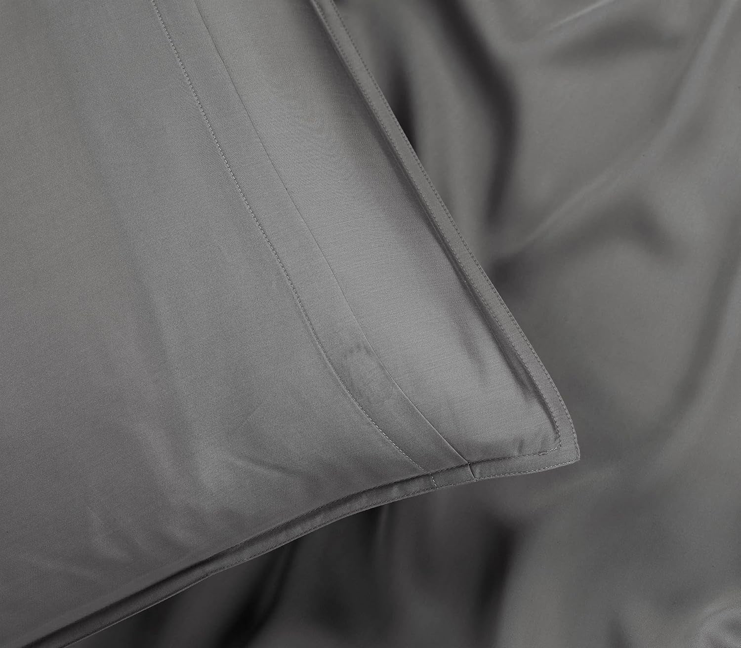 100% Organic Eucalyptus Bed Sheets King Size 4 Piece Set, Tencel Lyocell, Silky Soft & Smooth, Breathable, 16 Inch Deep Pockets, 1 Fitted, 1 Flat, 2 Pillowcases (King, Stone Grey)