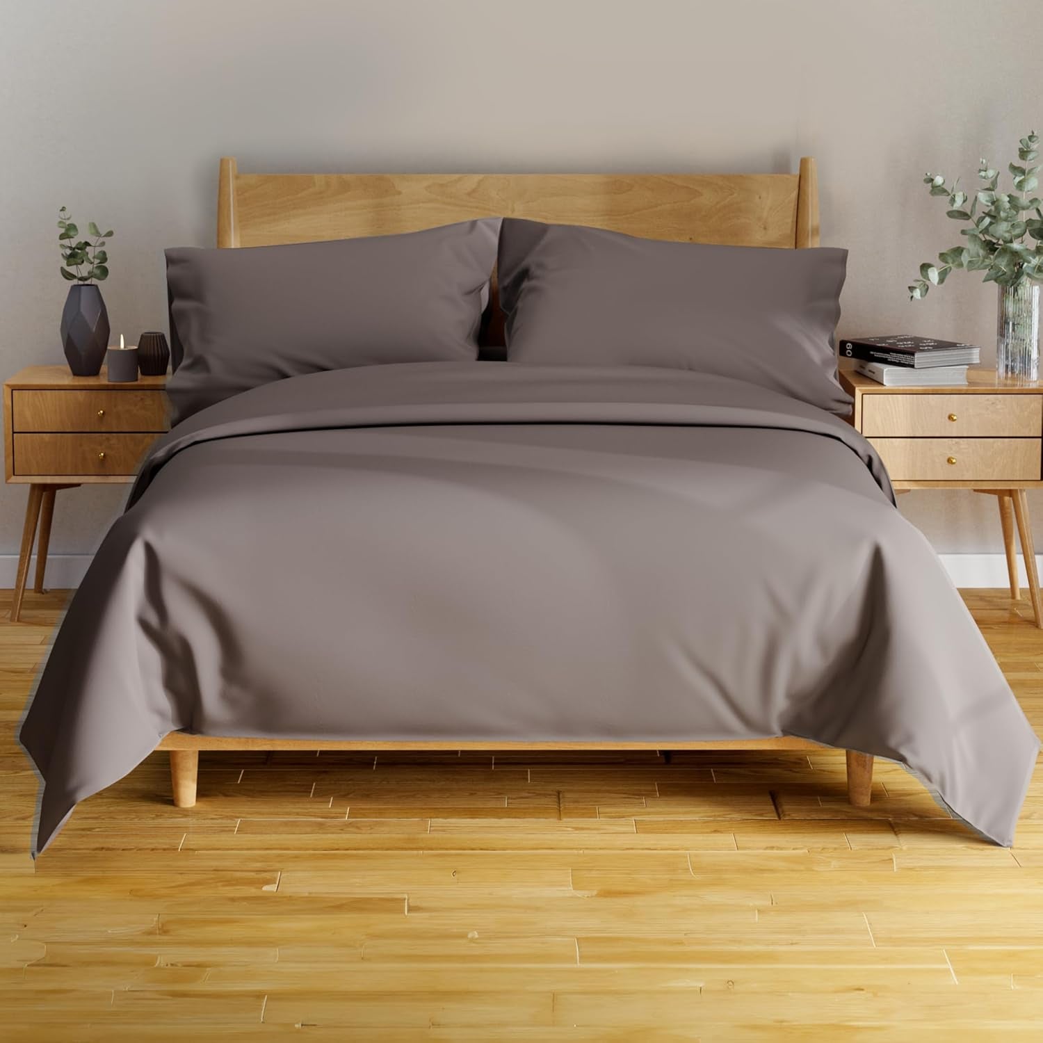 Luxury Series Queen Sheet Set - 100% Pure Viscose Bamboo Sheets - Super Soft, Cooling for Hot Sleepers - Deep Pocket (S Grey)