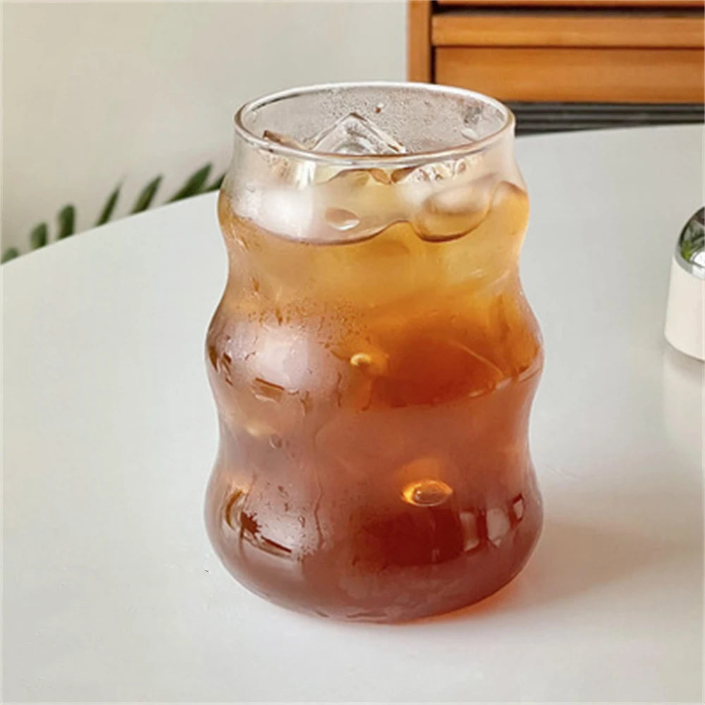 1Pc Glass Cup 530Ml Water Glasses Stripe Mug Heat-Resistant Tumbler Drinkware Perfect for Tea Juice Milk Coffee for Party