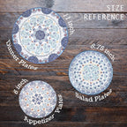 Blue Talavera Salad Plates Set of 4, 8.75 Inch Ceramic Dessert Plates for Salad, Appetizer, Side Dishes, Microwave and Dishwasher Safe, Gift for Housewarming and Thanksgiving