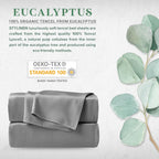 100% Organic Eucalyptus Bed Sheets King Size 4 Piece Set, Tencel Lyocell, Silky Soft & Smooth, Breathable, 16 Inch Deep Pockets, 1 Fitted, 1 Flat, 2 Pillowcases (King, Stone Grey)