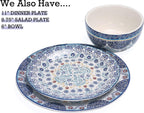 Blue Talavera Salad Plates Set of 4, 8.75 Inch Ceramic Dessert Plates for Salad, Appetizer, Side Dishes, Microwave and Dishwasher Safe, Gift for Housewarming and Thanksgiving