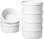 Ramekins 4 OZ Oven Safe, Creme Brulee Ramekins, Pudding Custard Cups Souffle Ramiken, Dipping Sauce Dishes, Ceramic Ramekin Bowls Set of 6, White