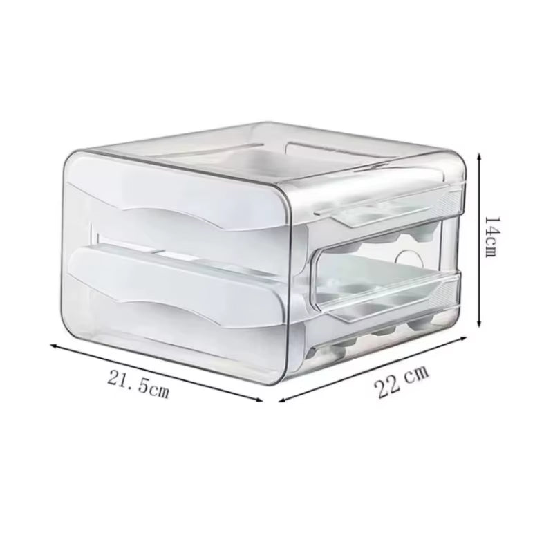 1Pc Kitchen Egg Storage Box Refrigerator Fresh Plastic 2-Layer Drawer Type Large Capacity Storage Home Kitchen Organizer Rack