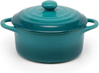 Ceramic Mini Cocotte Set, Small Casserole Dishes with Lids and Handles, Individual Baking Ramekins, Oven, Microwave & Dishwasher Safe, Stoneware, 12 Oz, Set of 4, Aqua Ombre