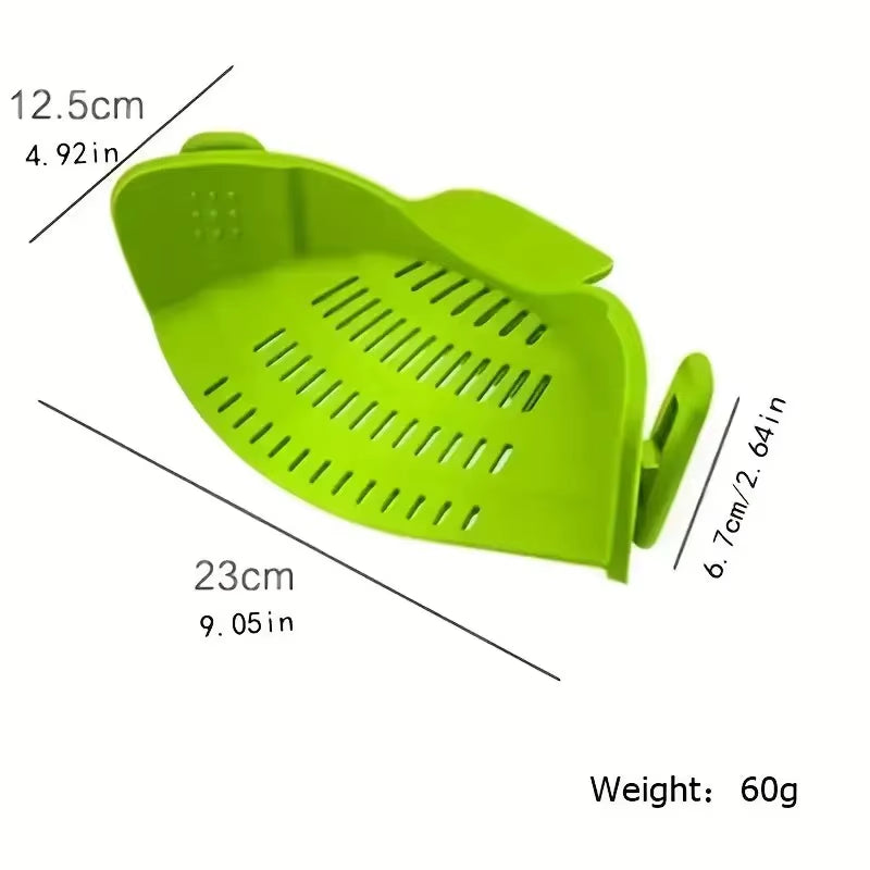 Universal Silicone Clip on Pan Pot Strainer anti Spill Pasta Pot Strainer Food Grade Fruit Colander for Pasta Fruit Vegetable