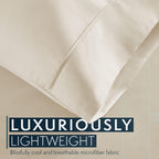 Bed Sheets Set Queen with 2 Pillowcases, Hotel Luxury Platinum 1800 Series Brushed Microfiber Deep Pocket Fitted Sheet, Fade Resistant Ultra Soft 4 Pcs Bedding for Hot Sleepers, Cream