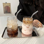 1Pc Glass Cup 530Ml Water Glasses Stripe Mug Heat-Resistant Tumbler Drinkware Perfect for Tea Juice Milk Coffee for Party