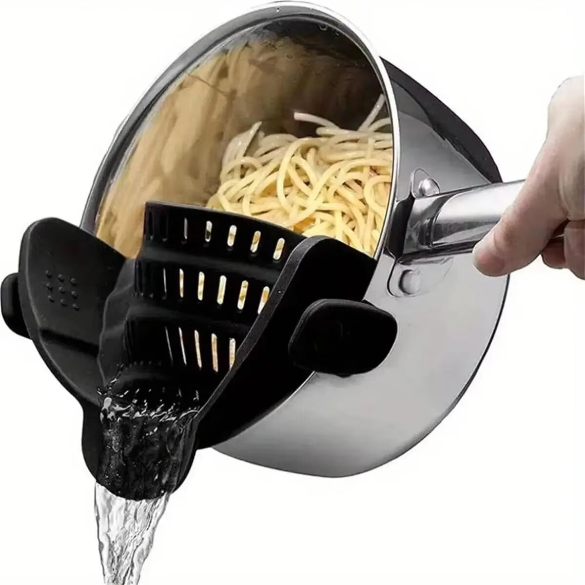Universal Silicone Clip on Pan Pot Strainer anti Spill Pasta Pot Strainer Food Grade Fruit Colander for Pasta Fruit Vegetable
