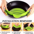 Universal Silicone Clip on Pan Pot Strainer anti Spill Pasta Pot Strainer Food Grade Fruit Colander for Pasta Fruit Vegetable