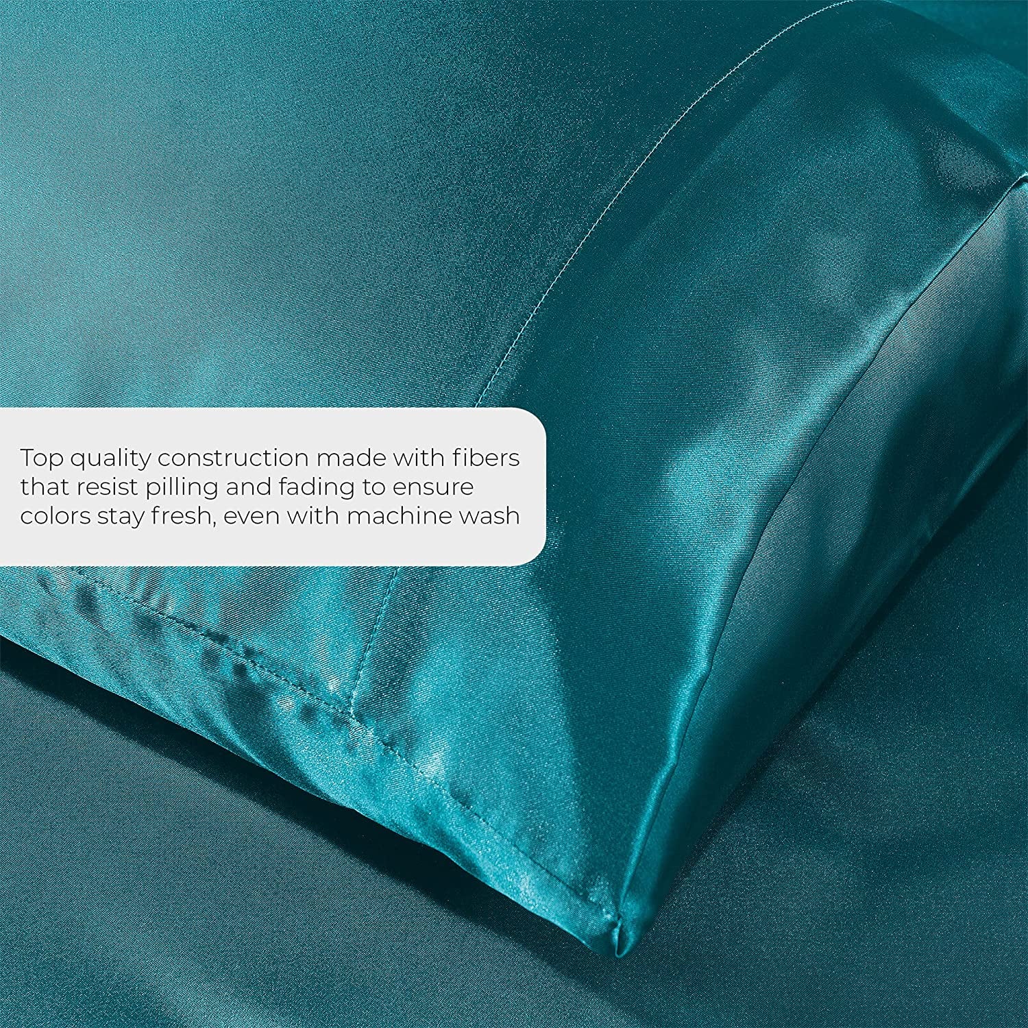 Satin Sheets King [4-Piece, Teal] Hotel Luxury Silky Bed Sheets - Extra Soft 1800 Microfiber Sheet Set, Wrinkle, Fade, Deep Pocket Fitted Sheet, Flat Sheet, Pillow Cases