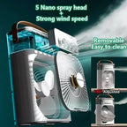 3 in 1 Mini Portable Cooling Fan with USB Charging Water Mist Air Conditioner LED Night Light for Home Office Desk Humidifier