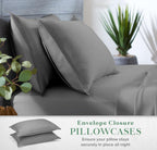 100% Organic Eucalyptus Bed Sheets King Size 4 Piece Set, Tencel Lyocell, Silky Soft & Smooth, Breathable, 16 Inch Deep Pockets, 1 Fitted, 1 Flat, 2 Pillowcases (King, Stone Grey)