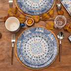 Blue Talavera Salad Plates Set of 4, 8.75 Inch Ceramic Dessert Plates for Salad, Appetizer, Side Dishes, Microwave and Dishwasher Safe, Gift for Housewarming and Thanksgiving
