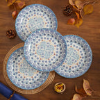 Blue Talavera Salad Plates Set of 4, 8.75 Inch Ceramic Dessert Plates for Salad, Appetizer, Side Dishes, Microwave and Dishwasher Safe, Gift for Housewarming and Thanksgiving