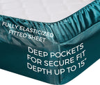 Satin Sheets King [4-Piece, Teal] Hotel Luxury Silky Bed Sheets - Extra Soft 1800 Microfiber Sheet Set, Wrinkle, Fade, Deep Pocket Fitted Sheet, Flat Sheet, Pillow Cases