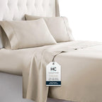 Bed Sheets Set Queen with 2 Pillowcases, Hotel Luxury Platinum 1800 Series Brushed Microfiber Deep Pocket Fitted Sheet, Fade Resistant Ultra Soft 4 Pcs Bedding for Hot Sleepers, Cream