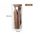 1Pcs Wood Lid Orgnizer Glass Airtight Canister Kitchen Storage Bottles Jar Sealed Food Container Ginger Cereal Dispenser Set