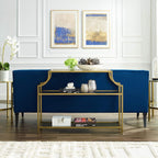 Aimee Sofa Console Table with Storage Shelves for Hall, Entryway, or Living Room, Gold and Glass