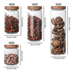 1Pcs Wood Lid Orgnizer Glass Airtight Canister Kitchen Storage Bottles Jar Sealed Food Container Ginger Cereal Dispenser Set