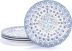 Blue Talavera Salad Plates Set of 4, 8.75 Inch Ceramic Dessert Plates for Salad, Appetizer, Side Dishes, Microwave and Dishwasher Safe, Gift for Housewarming and Thanksgiving