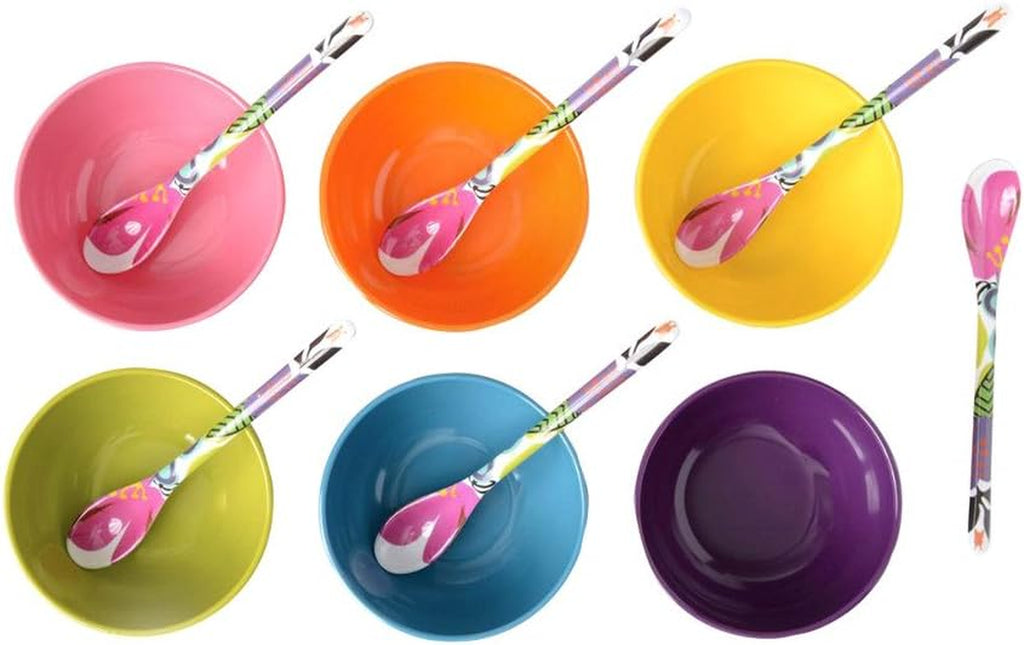 Melamine Mini Bowls, 6-Piece Set, Small Serving Bowl – Snack, Condiment, Dip, Dessert, Ice Cream – Shatter Proof, Food-Safe, BPA Free, Dishwasher Safe, 4” 10 Oz - Multicolor