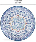 Blue Talavera Salad Plates Set of 4, 8.75 Inch Ceramic Dessert Plates for Salad, Appetizer, Side Dishes, Microwave and Dishwasher Safe, Gift for Housewarming and Thanksgiving