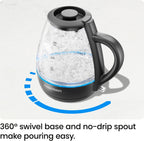 Chefman 1L Electric Glass Kettle w/ LED Indicator Light, Automatic Shutoff - Black