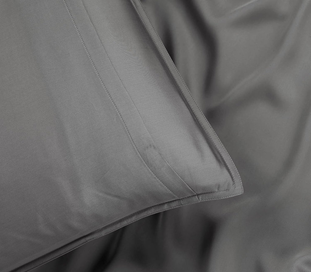 100% Organic Eucalyptus Bed Sheets King Size 4 Piece Set, Tencel Lyocell, Silky Soft & Smooth, Breathable, 16 Inch Deep Pockets, 1 Fitted, 1 Flat, 2 Pillowcases (King, Stone Grey)