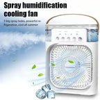 3 in 1 Mini Portable Cooling Fan with USB Charging Water Mist Air Conditioner LED Night Light for Home Office Desk Humidifier