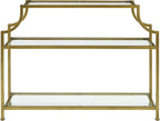 Aimee Sofa Console Table with Storage Shelves for Hall, Entryway, or Living Room, Gold and Glass