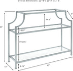 Aimee Sofa Console Table with Storage Shelves for Hall, Entryway, or Living Room, Gold and Glass