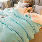 Wool Throw Blanket Keep Warm Winter Bed Blankets Double Sided Queen Duvet Cover Camping Double Bed Cover Bedspread on the Bed