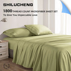 4 Pieces Luxury Bed Sheets Set, 1800 Series Cooling Microfiber Bed Sheets, 16" Deep Pocket, King, Green